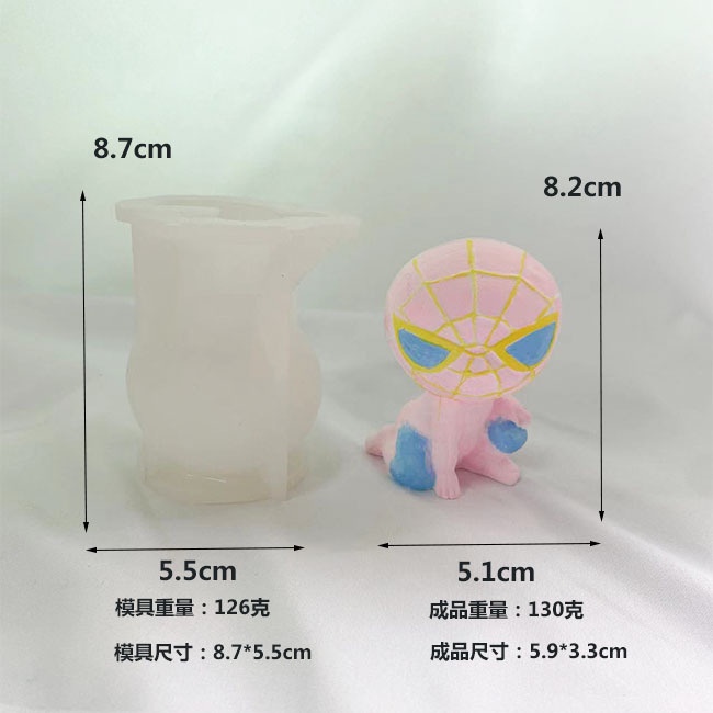 Khuôn Silicon Làm Nến / Sô Cô La / Đá Viên Hình Người Nhện Hoạt Hình diy