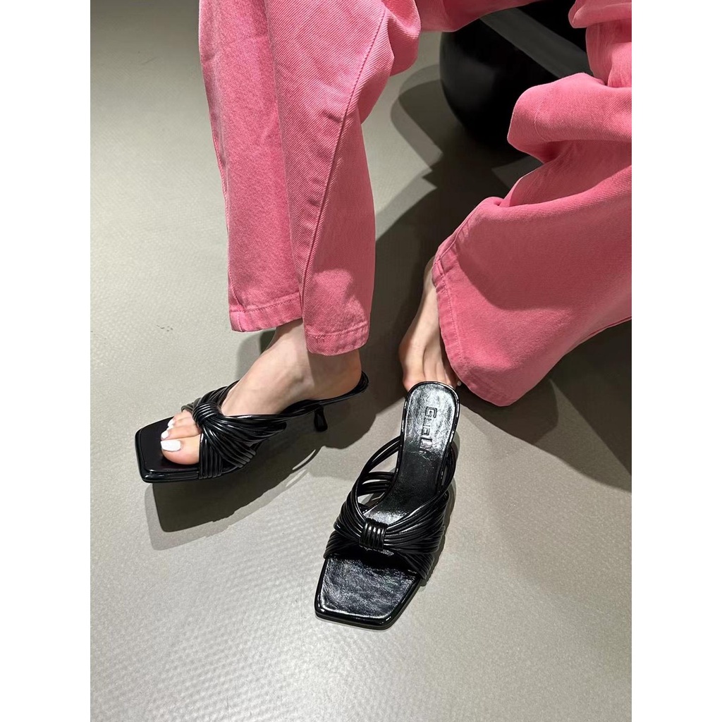 Dép Cao Gót Mũi Vuông Thiết Kế Mới Thời Trang Mùa Hè 2023 Dành Cho Nữ