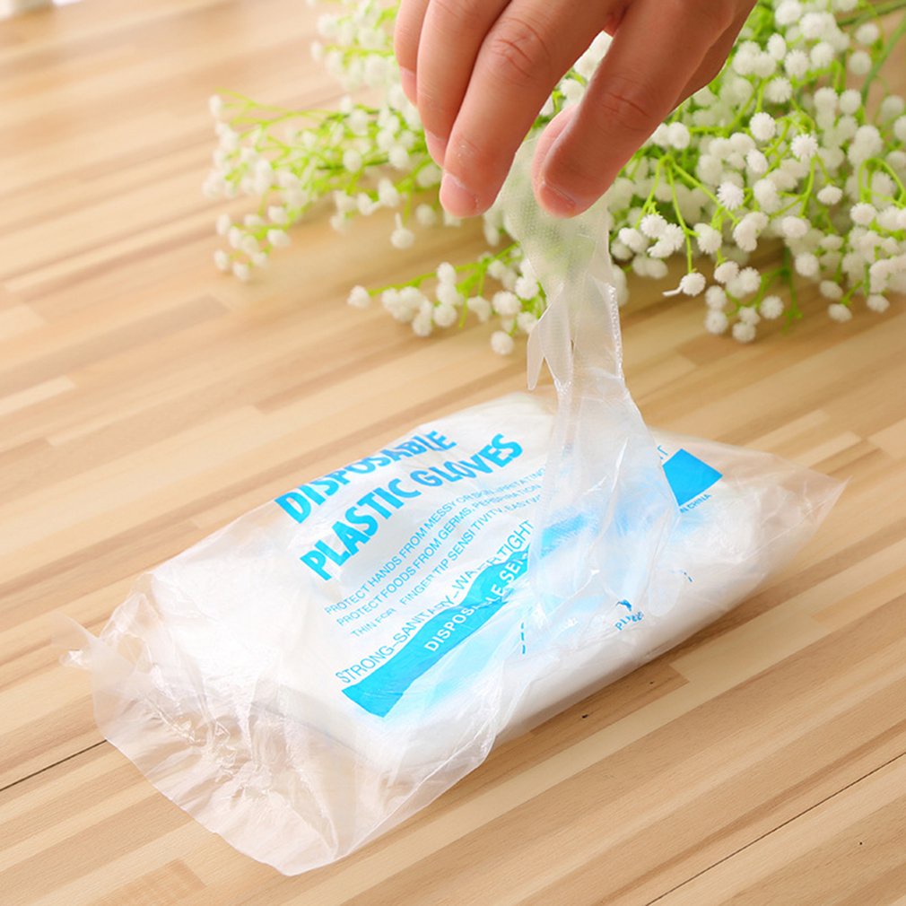 =Christmas=100pcs Disposable Plastic Food Gloves Disposable Gloves for Restaurant