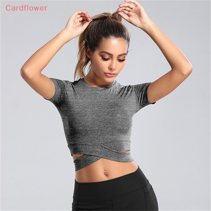 Áo Thun Croptop Tay Ngắn Màu Trơn Thời Trang Tập Yoga / Chạy Bộ Cho Nữ Mới