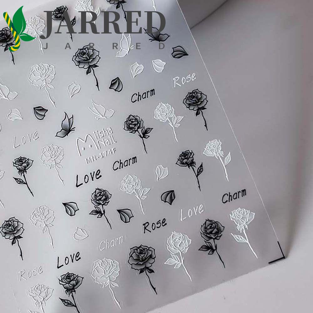 JARRED Nhãn Dán Trang Trí Móng Tay Tự Dính Họa Tiết Hoa Và Nơ Dành Cho Nữ