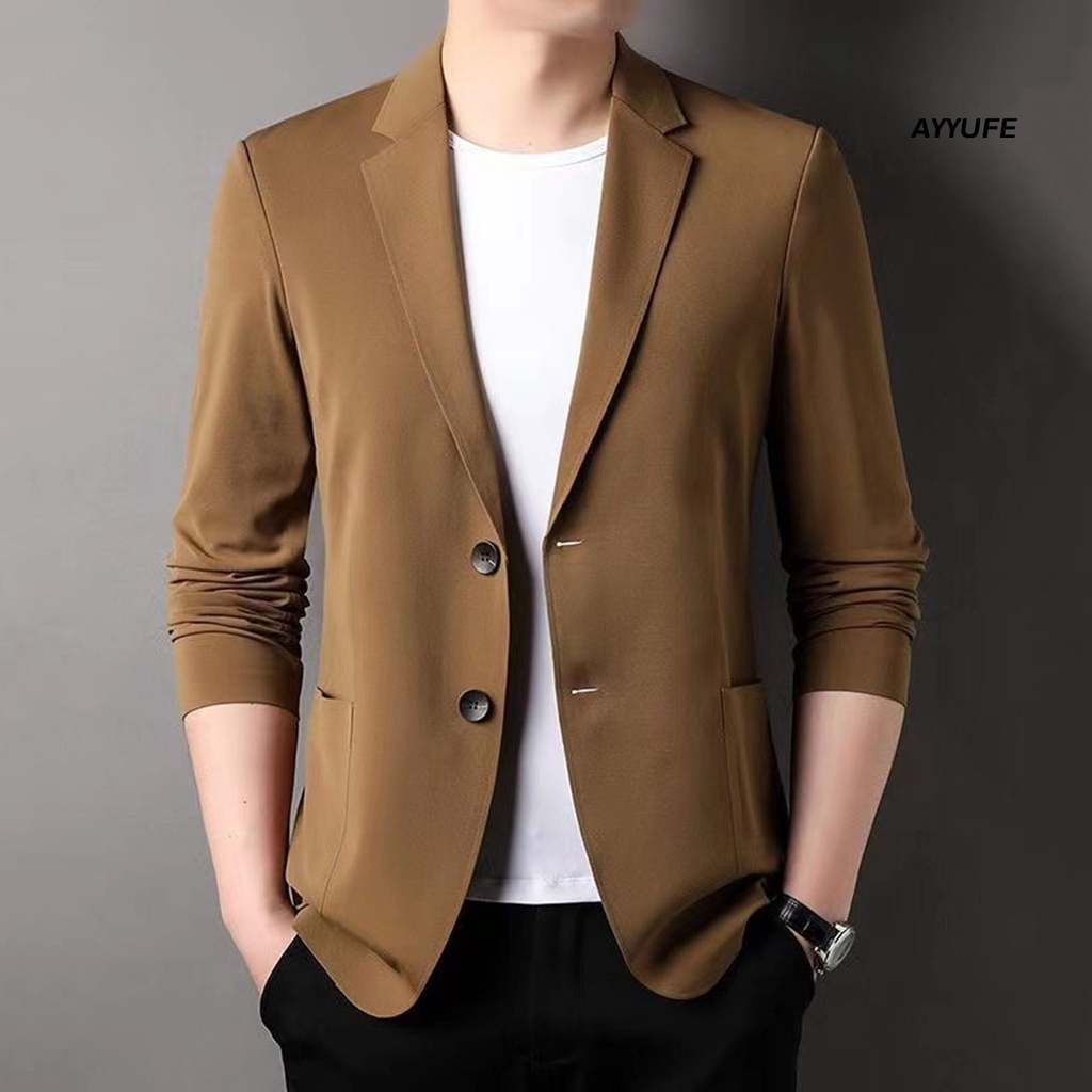 [Ayyume] Áo Khoác Vest Dài Tay Phối Hai Nút Chống Nhăn Màu Trơn Phong Cách Công Sở Trang Trọng Mùa Hè Cho Nam