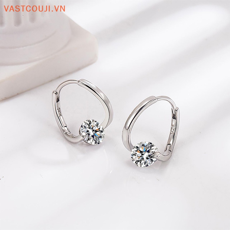 1 Cặp Bông Tai Đính Đá Zircon Đơn Giản Phong Cách Hàn Quốc Tinh Tế Cho Nữ