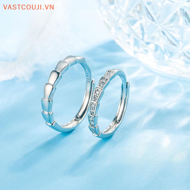 Nhẫn Cặp Bằng Tre Đính Đá Zirconia Chất Lượng Cao Sáng Tạo Có Thể Điều Chỉnh Kích Thước