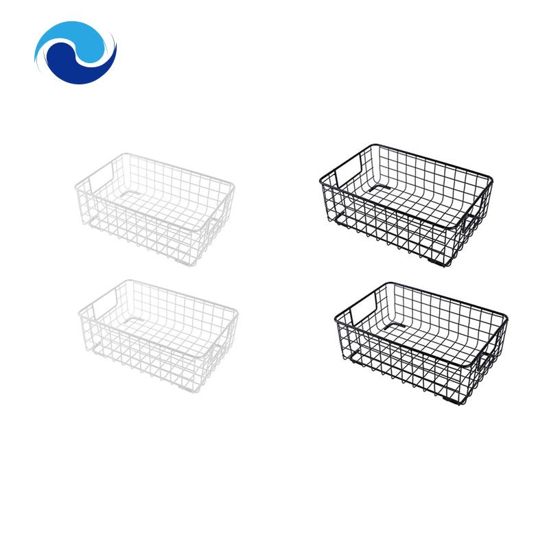 Bộ 2 Giỏ Sắt Đựng Đồ Dùng Màu Đen Có Tay Cầm Tiện Dụng Cho Nhà Bếp