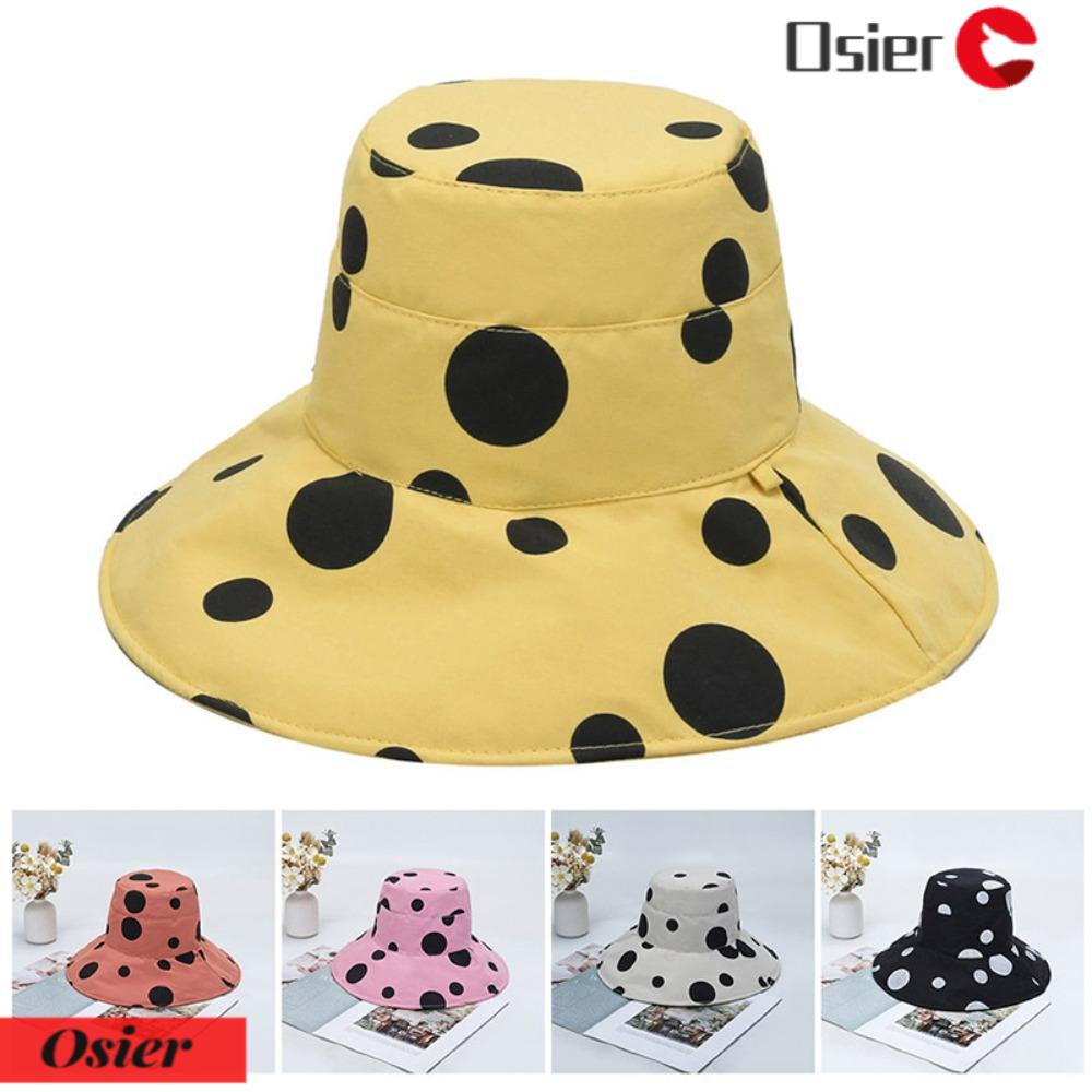 OSIER1 Nón Vành Rộng Họa Tiết Chấm Bi Chống Tia UV Thời Trang Mùa Hè