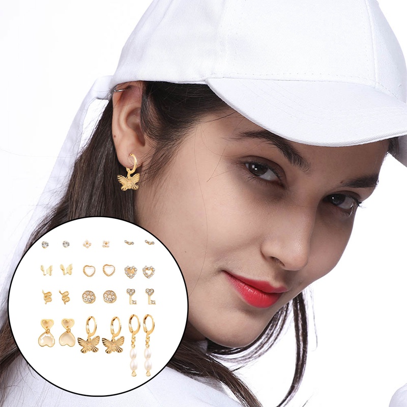 Ygt Set 12 Cặp Bông Tai Đính Đá Thời Trang Nữ