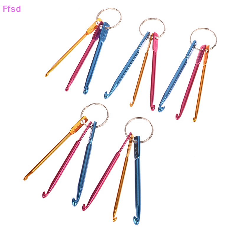 {Ffsd} Bộ 5 Móc Đan Len Thủ Công 3 Kích Cỡ Trong 1 Bằng Nhôm Mini Nhiều Màu Sắc * Hàng Bán Chạy