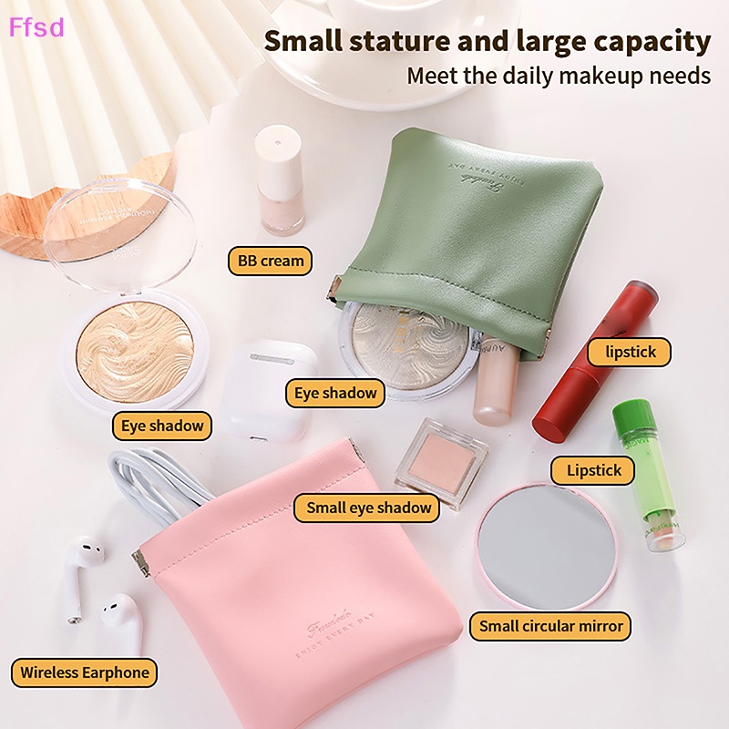 {Ffsd} 1 Túi Da PU Đựng Mỹ Phẩm Tai Nghe Airpods Có Dây Đeo Hình Đôi Môi Cho Nữ