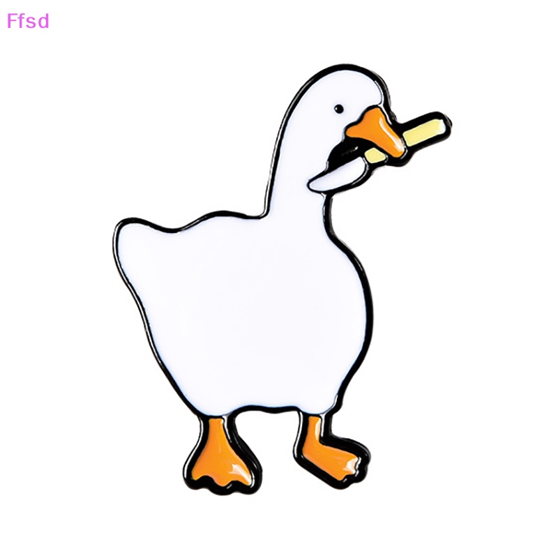 {Ffsd} Ghim Cài Áo Hình Ngỗng Hoạt Hình Vui Nhộn Dễ Thương Màu Trắng Men Bán Chạy * Bán Chạy