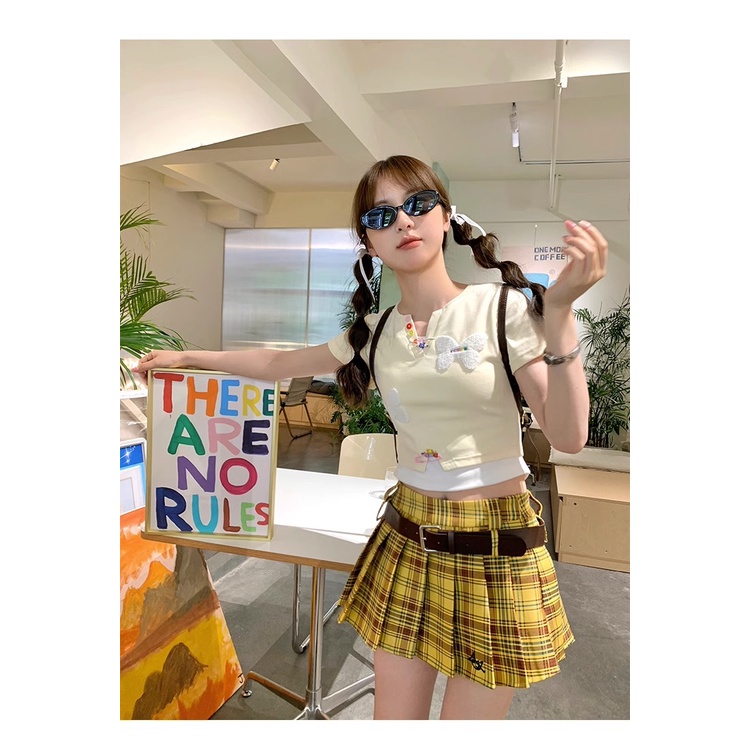 Áo Thun Tay Ngắn Dáng Ôm In Hình Bướm Ngọt Ngào Thời Trang Mùa Hè Mới Cho Nữ