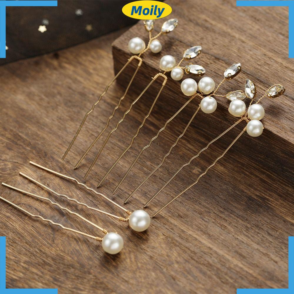 MOILYVN Set 6 Trâm Cài Tóc Cô Dâu Đính Đá Sang Trọng
