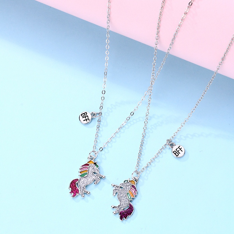 Set 2 Vòng cổ Tình Bạn Mặt Hình Ngựa Một Sừng Hoạt Hình Dễ Thương