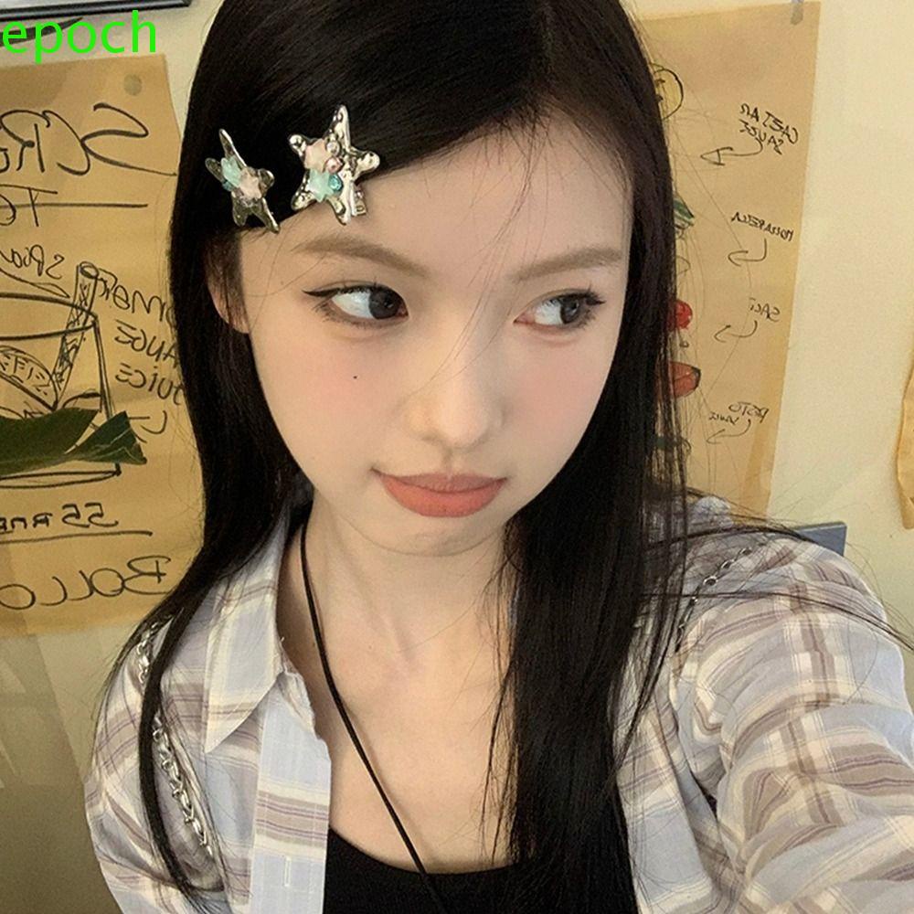 EPOCH Kẹp Tóc Hình Ngôi Sao / Mặt Trăng / Mỏ Vịt Bằng Kim Loại Dễ Thương Cho Nữ Y2k