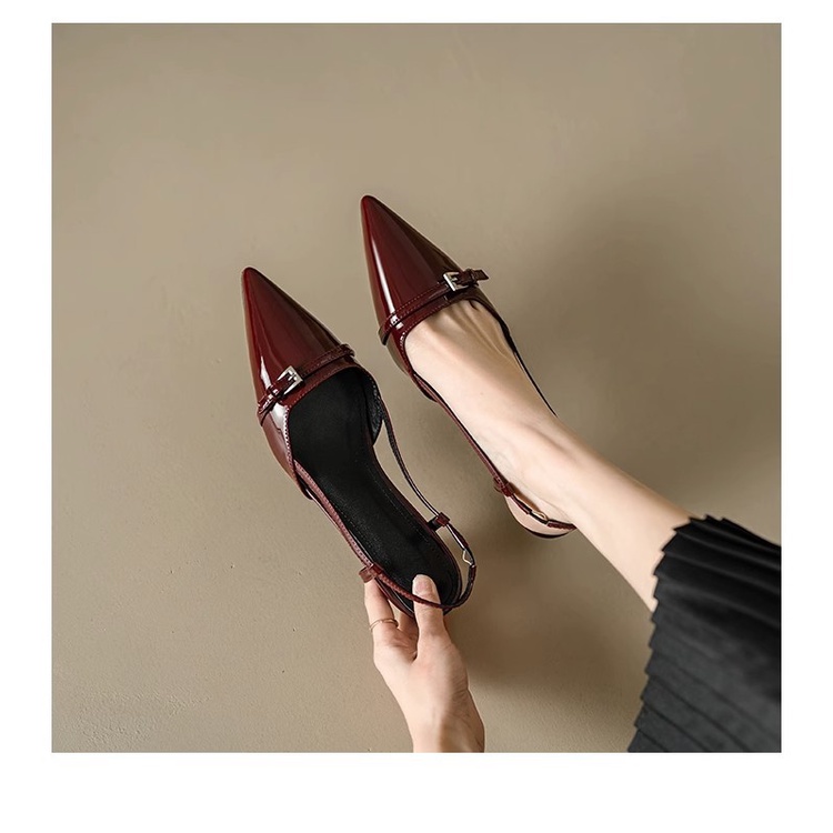 Duoya Tóc Thẳng ~ [Hàng Có Sẵn] Giày Cao Gót Da Mềm Mũi Nhọn Hở Ngón Phong Cách Sang Trọng Cho Nữ Miễn Phí Vận Chuyển