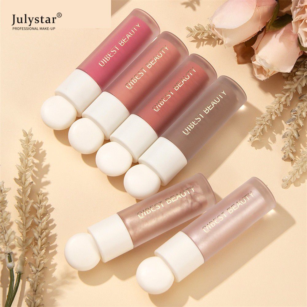 Phấn má hồng Velve Matte Liquid Blush Cam Đào Mặt Sắc Tố Vẻ Đẹp Lâu Dài Tự Nhiên Má Tint Kem Má Hồng Trang Điểm 6 Màu JULYSTAR
