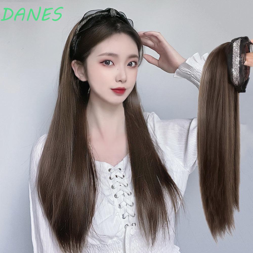 DANES Tóc Giả Có Kẹp Màu Đen / Nâu Cách Nhiệt Thời Trang Mùa Hè Chất Lượng Cao Cho Nữ