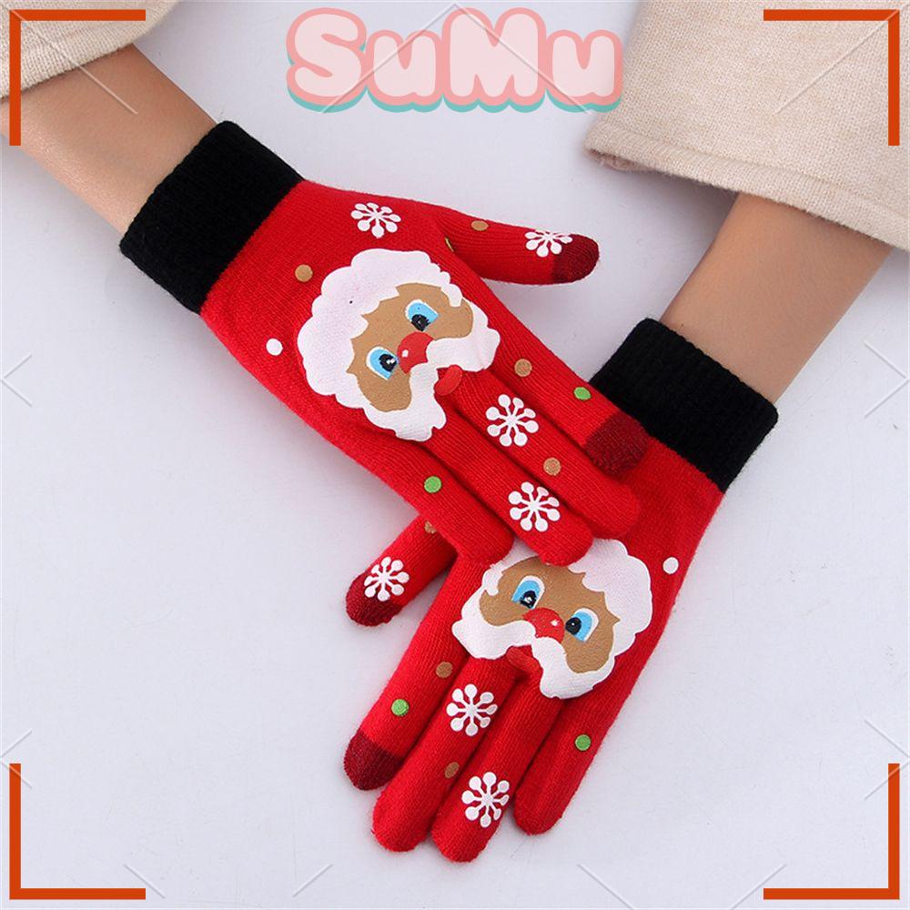 SUMU Găng Tay Lái Xe Đạp Hoạ Tiết Giáng Sinh