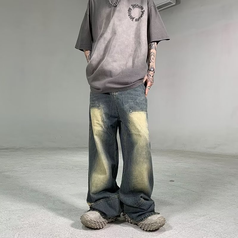 Rare Wuxi / Quần Jean Dài Rách Phong Cách Retro Đường Phố Mỹ Mùa Xuân Dành Cho Nam