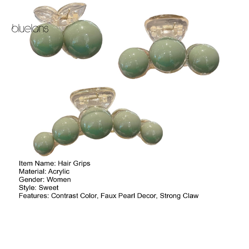 Bộ 3 Kẹp Tóc Trong Suốt Đính Ngọc Trai Giả Chống Trượt Chống Gãy Trang Trí Tóc