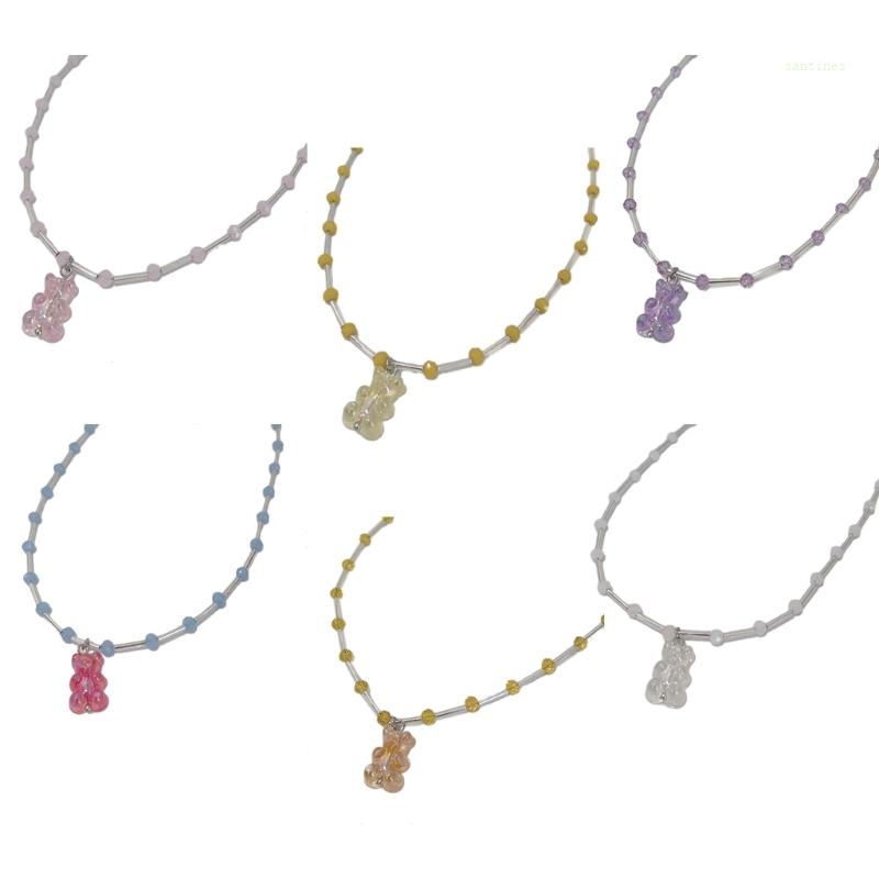 Vòng cổ Mặt Hình Gấu Dopamine Bằng Resin Xinh Xắn