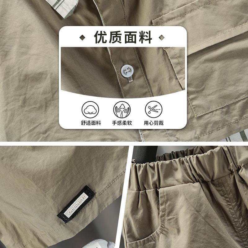 Bộ Áo Sơ Mi + Quần Thời Trang Mùa Hè Phong Cách Hàn Quốc Cho Bé Trai