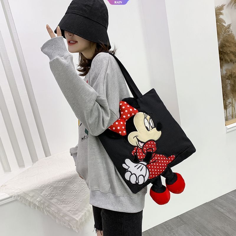 Túi Xách Canvas In Hình Chuột Mickey Minnie Dễ Thương Cho Nữ