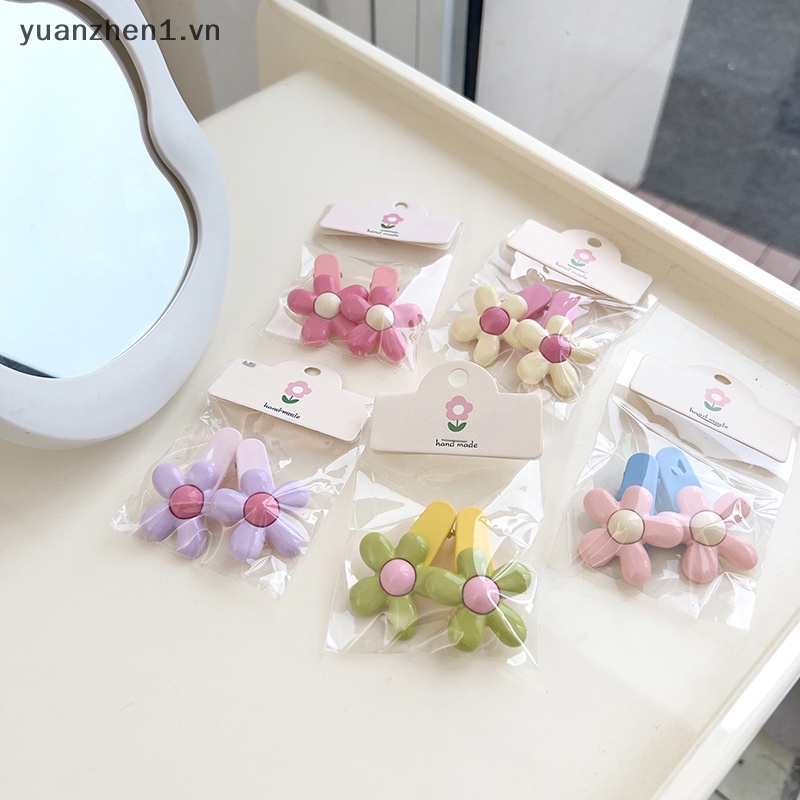 Set 2 Kẹp Tóc Hình Hoa Phong Cách Vintage Dễ Thương Cho Nữ