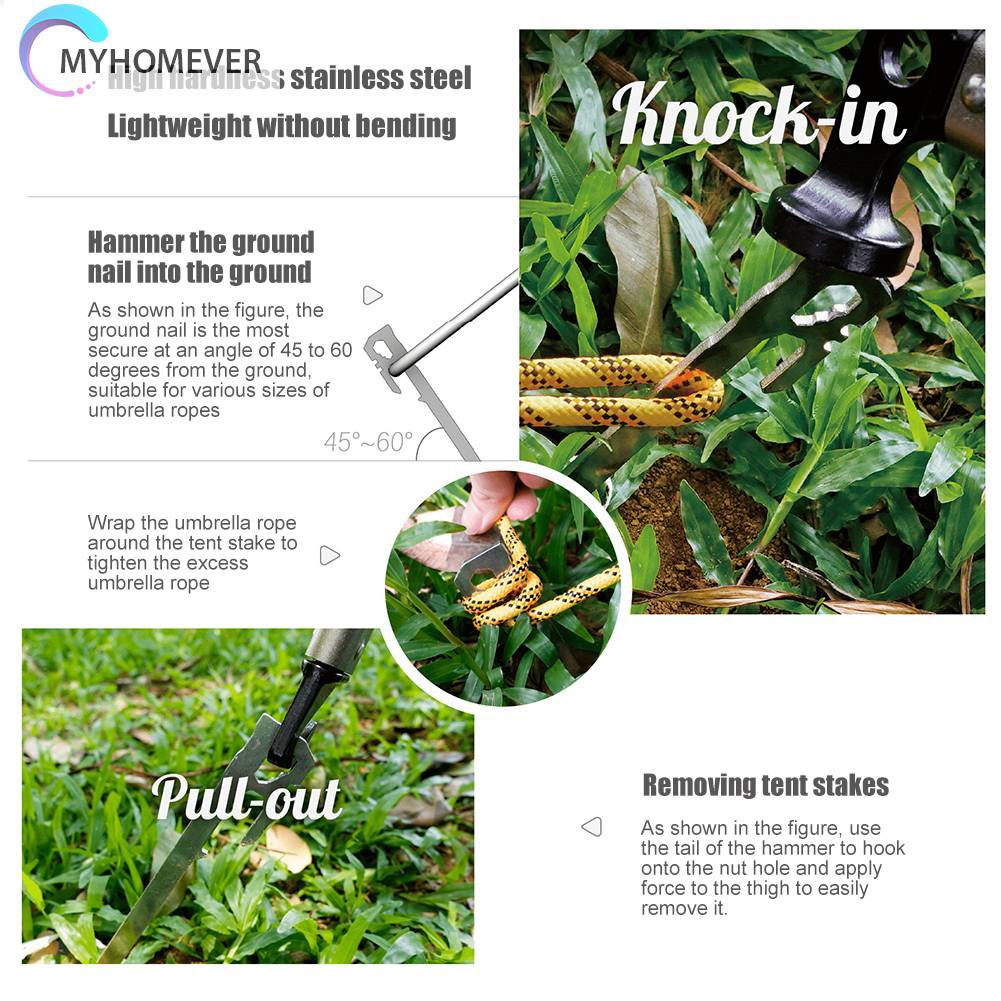 Set 6 Cọc Dựng Lều Bằng Thép Không Gỉ 28cm