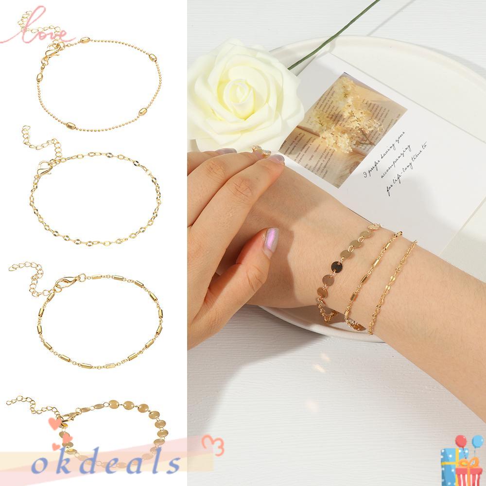 OKDEALS Bộ 4 Vòng Tay Nhiều Lớp Thời Trang Cho Nữ