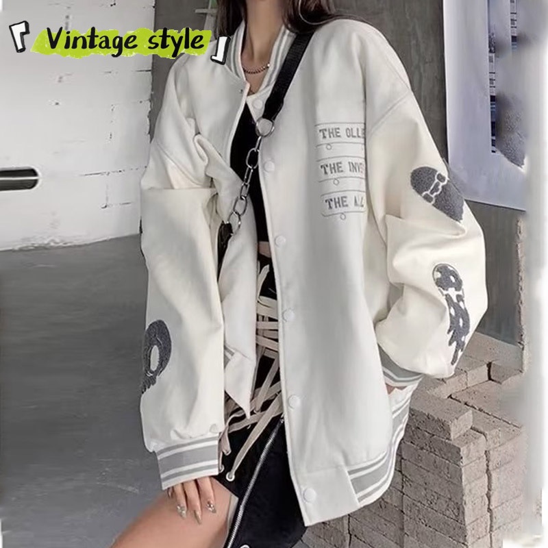 Vòng Đeo Tay Kiểu Cổ Điển Thời Trang Sành Điệu|Áo Khoác Bóng Chày Tay Dài Dáng Rộng Thêu Họa Tiết Phong Cách Harajuku Cổ Điển Chất Lượng Cao Cho Nam