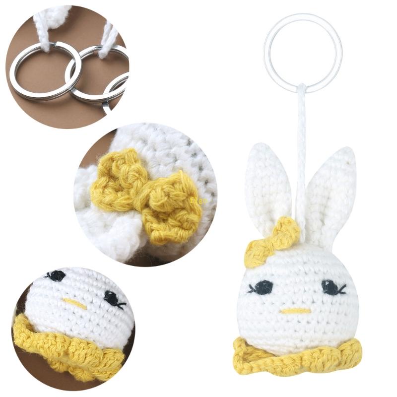 Flgo Móc Khóa Hình Thỏ Đan Len Mini Dễ Thương Trang Trí Ba Lô / Túi Xách / Móc Khóa