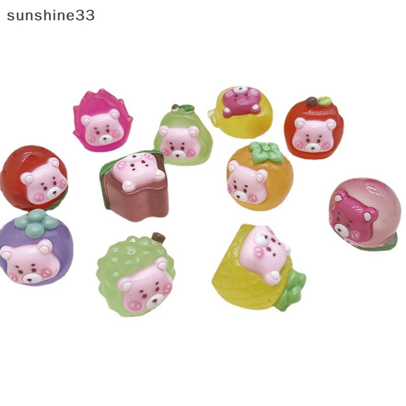 Gấu Bông Trái Cây Mini Bằng Resin Phát Sáng Nhiều Màu Sắc Trang Trí Tiểu Cảnh DIY