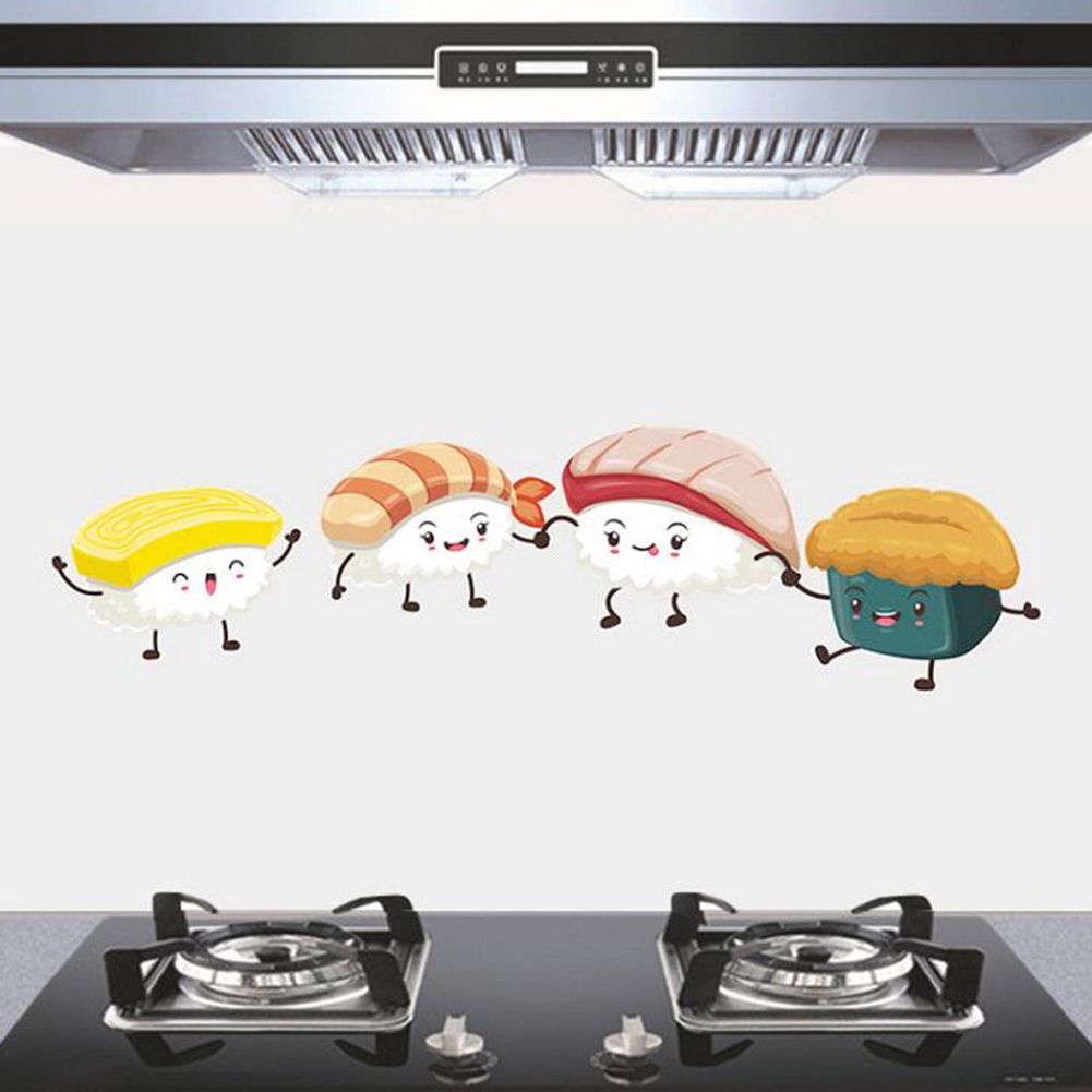 Miếng Dán Tường Trang Trí Hình Rau Củ Quả / Sushi Bằng Gốm Trong Suốt DIY