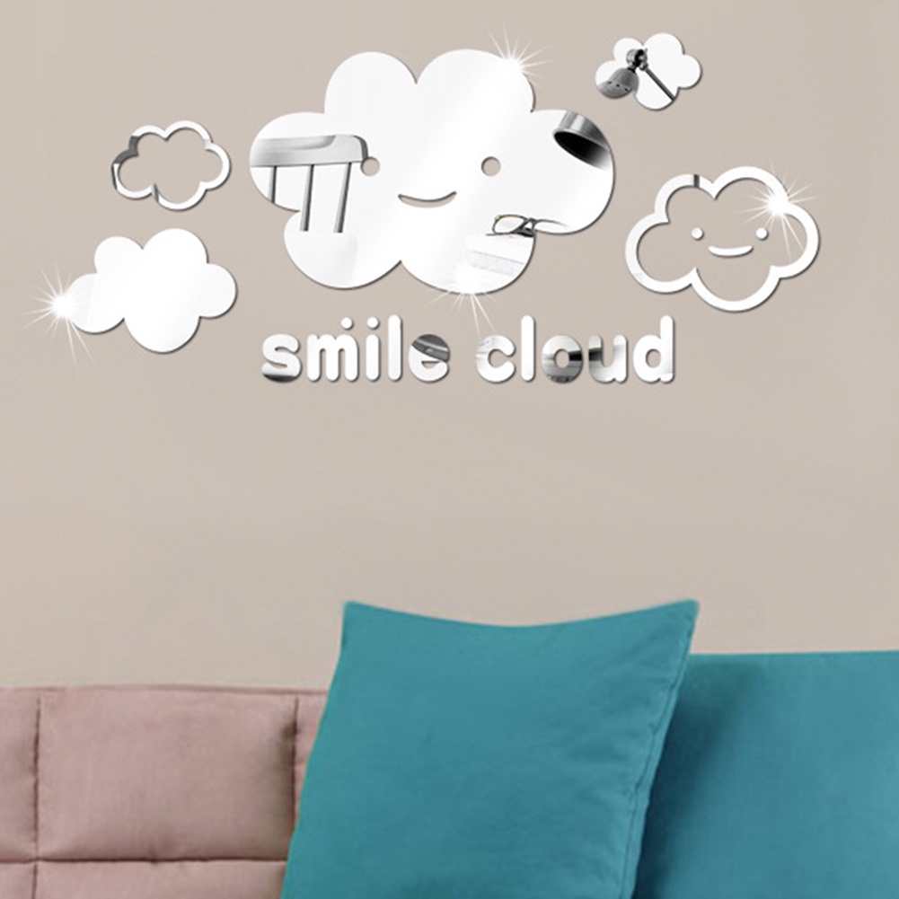 Gương Dán Tường Hình Đám Mây Cười 3D Trang Trí Nhà Cửa