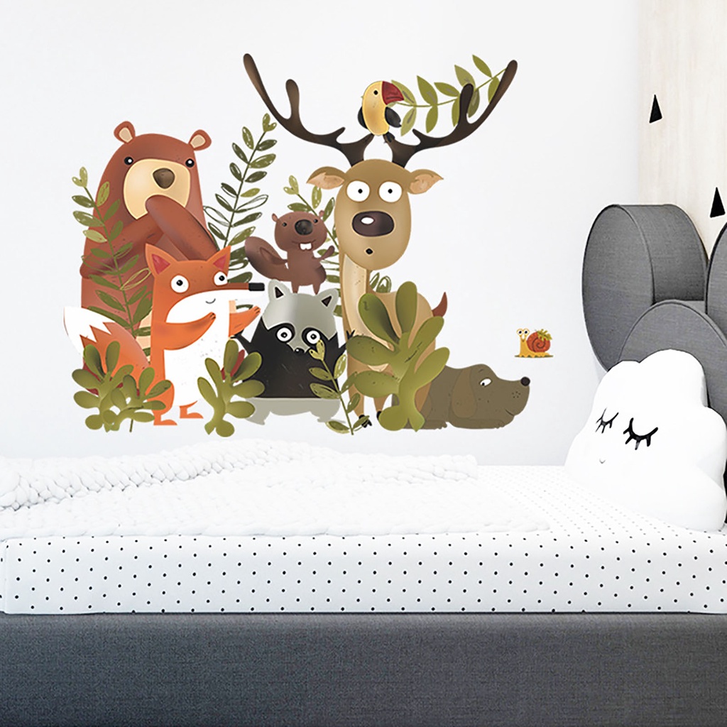 Giấy Dán Tường Bằng PVC Tự Dính Họa Tiết Động Vật Hoạt Hình Trang Trí Nhà Cửa