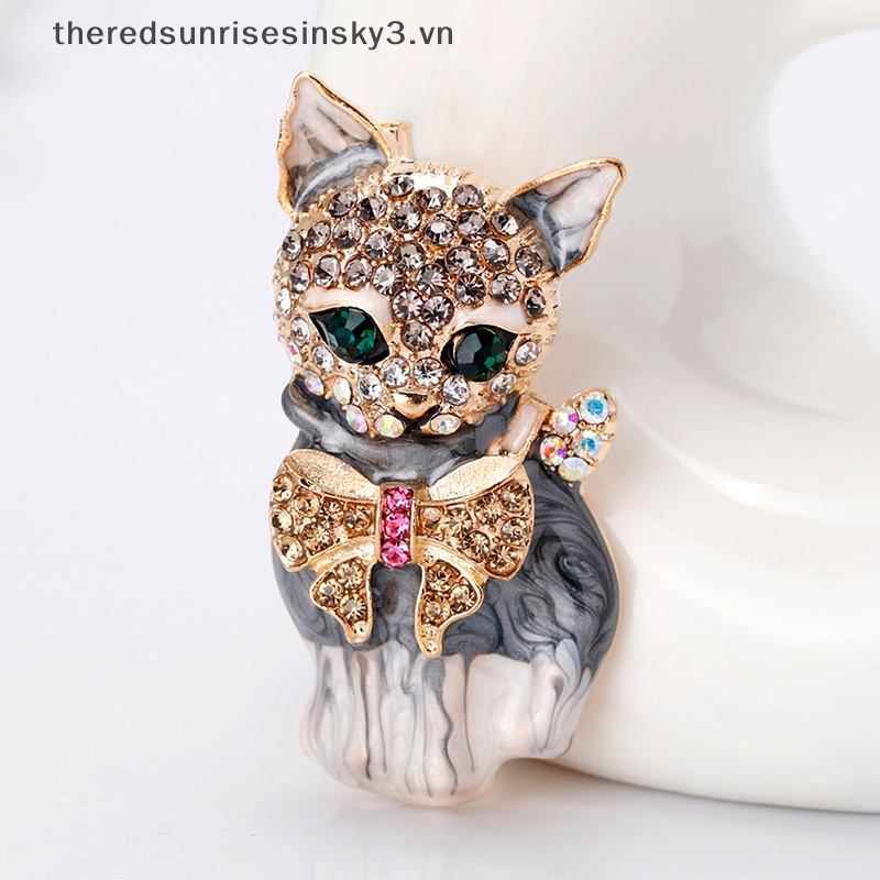 # # Thời Trang Mới Ghim Cài Áo Trang Trí Túi Xách Hình Mắt Mèo Pha Lê Tráng Men Màu Xanh Lá Cây