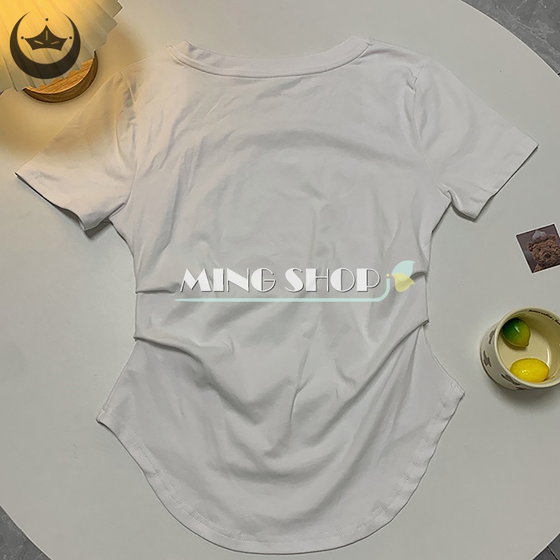 Áo Croptop Tay Ngắn Cổ Vuông Màu Sắc Đơn Giản Cho Nữ