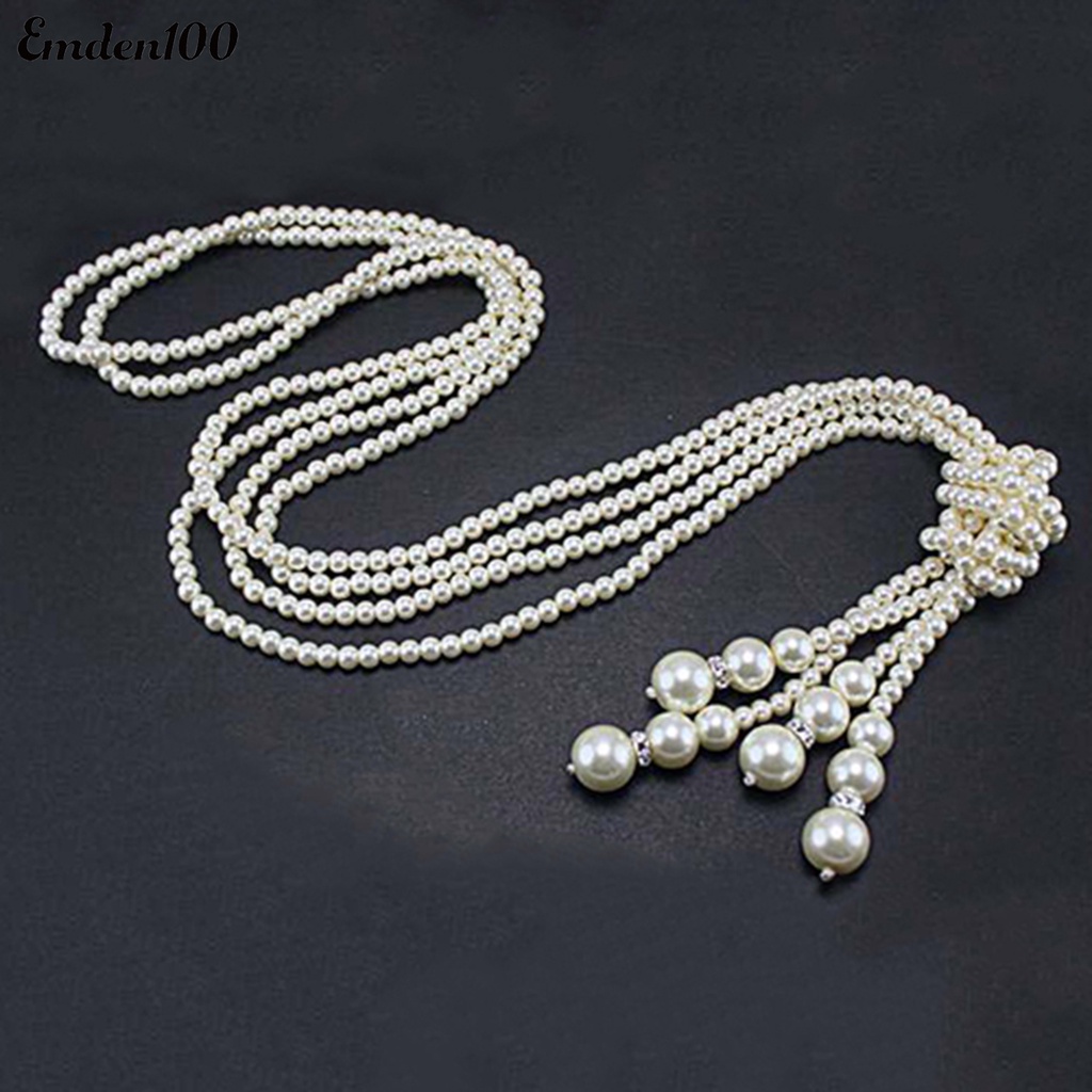 [EMDEN] Vòng cổ Mặt Ngọc Trai Nhân Tạo Thanh Lịch Dài Charms