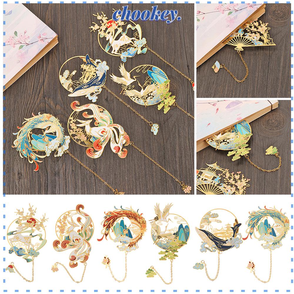 CHOOKEY Thẻ Đánh Dấu Trang Sách Bằng Đồng Thau Phong Cách Trung Hoa Cổ Điển