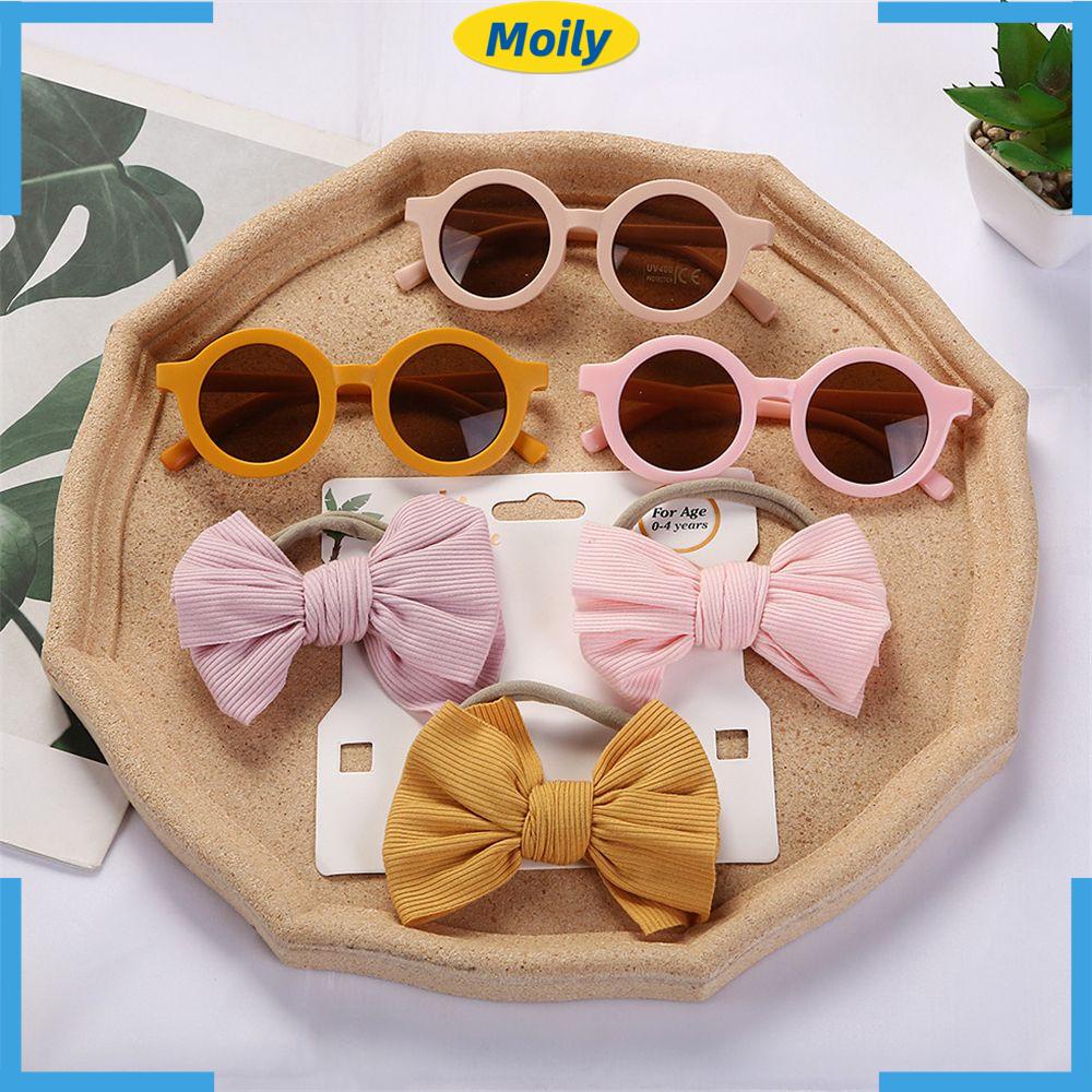 MOILYVN Set Kính Mát Gọng Tròn Co Giãn Phong Cách Bohemia Cho Bé