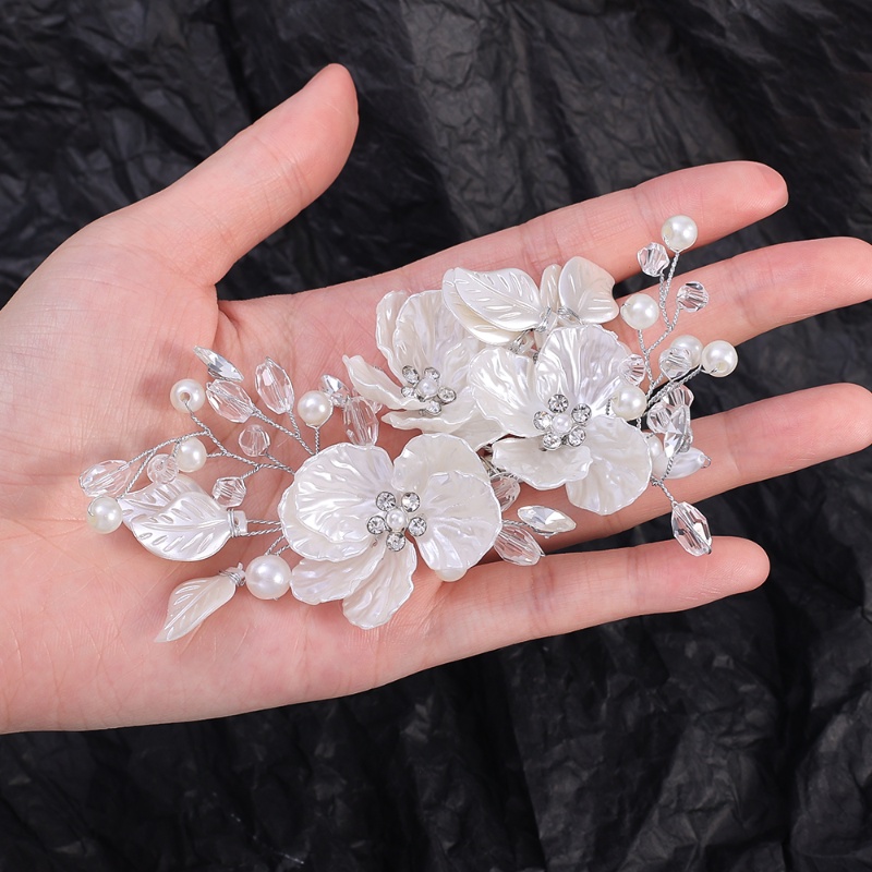 Trâm Cài Tóc Hình Cánh Hoa Đính Ngọc Trai Giả Màu Trắng Phong Cách Hàn Quốc Cho Cô Dâu / Trình Diễn Sân Khấu