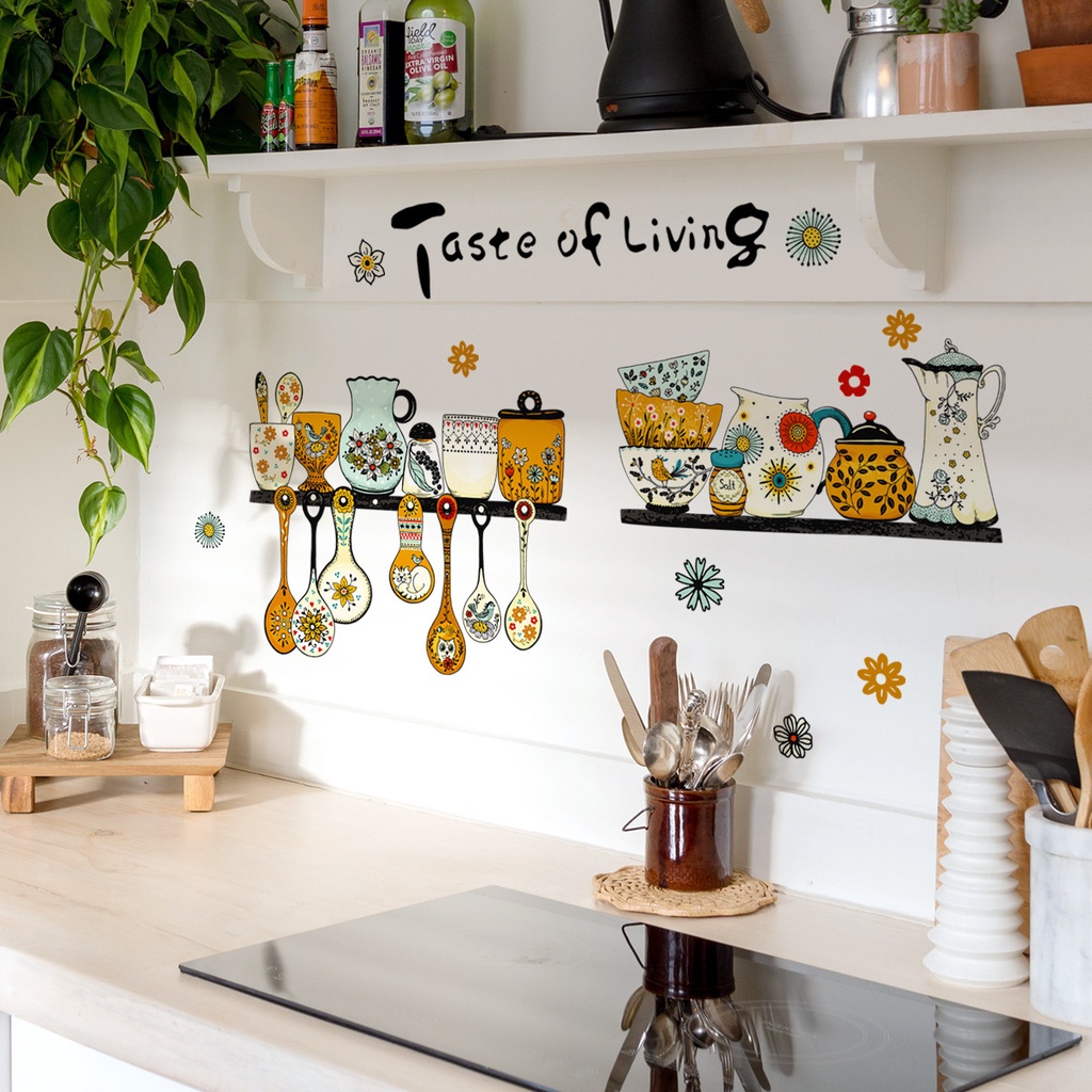 Miếng Dán Tường Trang Trí Nhà Bếp In Chữ Tiếng Anh Kiểu Retro