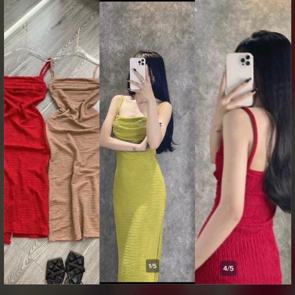 Đầm ống ôm body nữ nhúng vải xốp nhật cotton