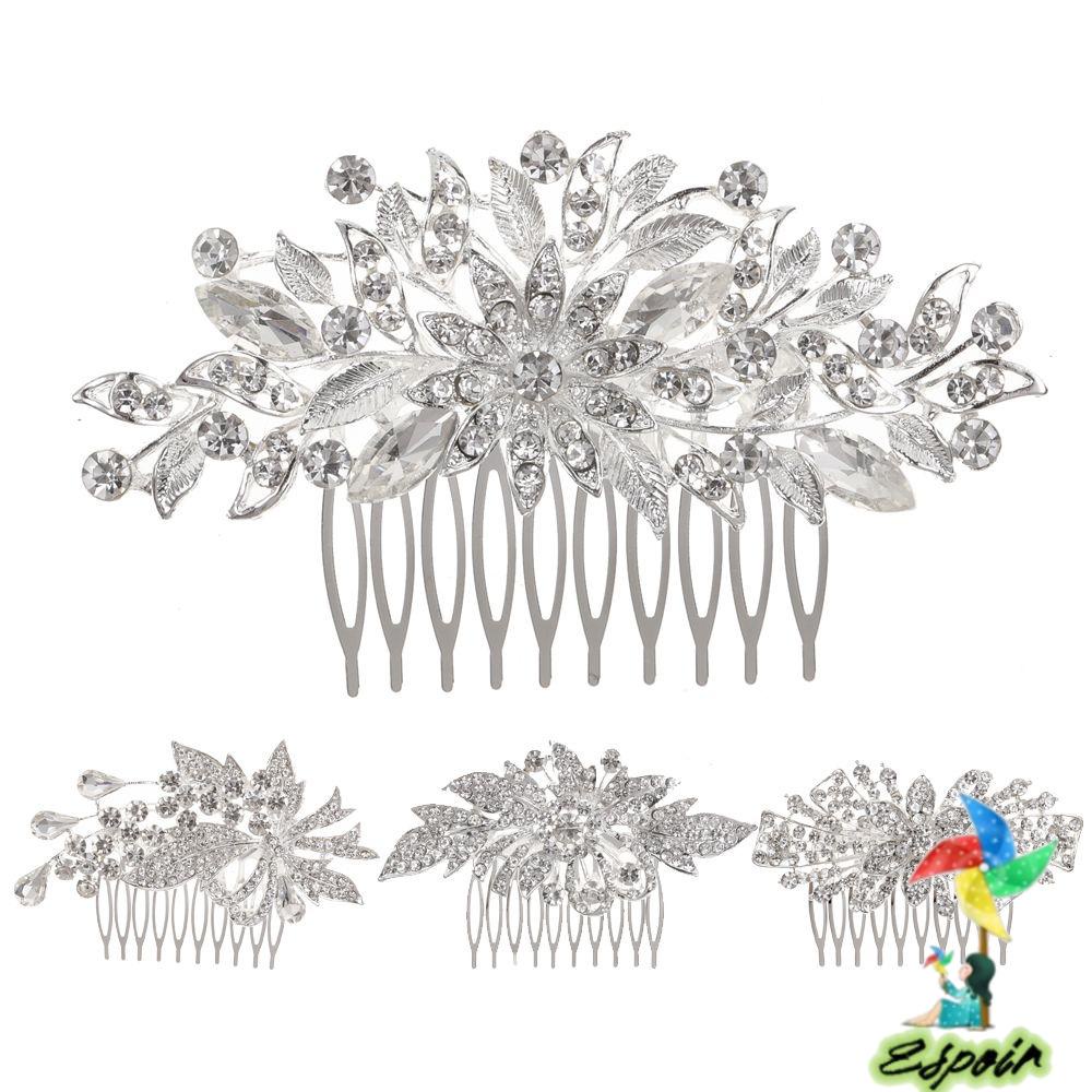 ESPO Lược Cài Tóc Cô Dâu Đính Hoa Lá Sang Trọng