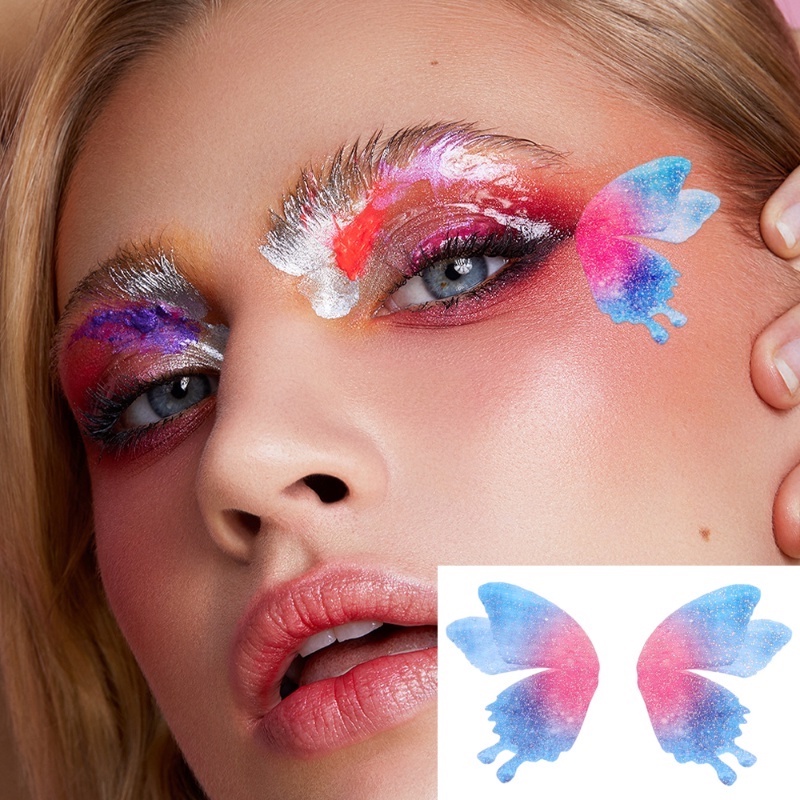 Miếng Dán Hình Xăm Tạm Thời Hình Bướm Hồng Lấp Lánh Chống Nước Thông Dụng Cho Trang Điểm