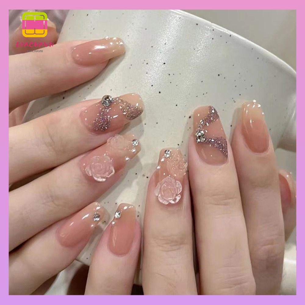 DIACHAVN Bộ 24 Móng Tay Giả Che Phủ Toàn Diện Cho Nữ