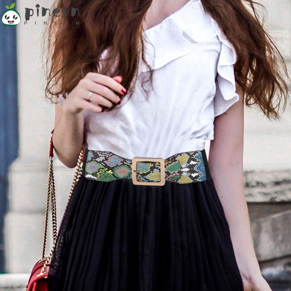 PINEVN Thắt Lưng Da Rắn Bản Rộng Co Giãn Thời Trang Sang Trọng