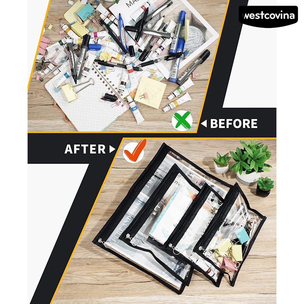 [WSTN] [WSTN]✎Set 6 / 9 / 12 Túi Nhựa PVC Trong Suốt Đa Năng Chống Nước Đựng Đồ Dùng Văn Phòng