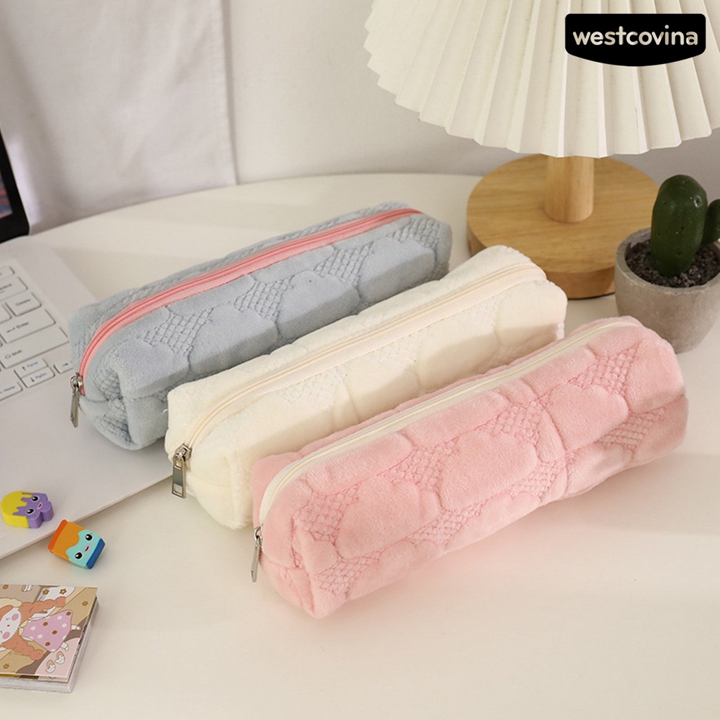 [WSTN] [WSTN]✎Túi Đựng Bút Cầm Tay Bằng Vải Bông Sức Chứa Lớn Có Khóa Kéo In Họa Tiết Đám Mây Dễ Thương